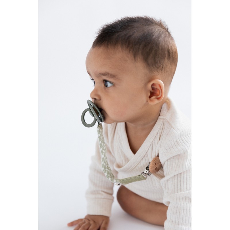 BIBS Attache sucette tressée - Sage / Ivory