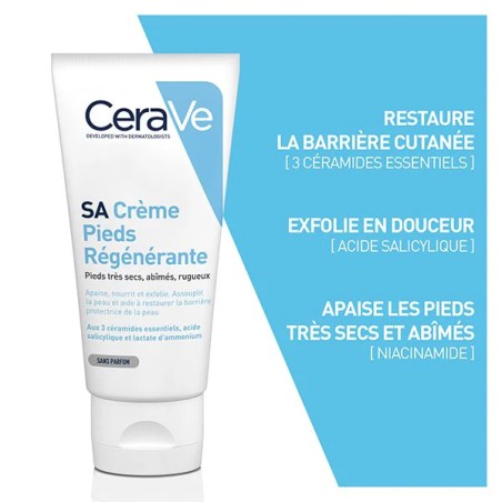 CeraVe SA Crème Régénérante pour Pieds Très Secs et Abîmés 88ml