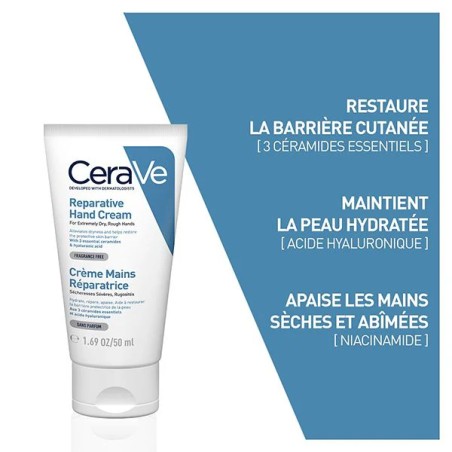 CeraVe Crème Mains Réparatrice pour Peaux Sèches 50ml