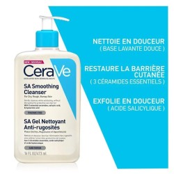 CeraVe SA Gel Nettoyant Anti-Rugosités - Peau Sèche et Rugueuse 473ml