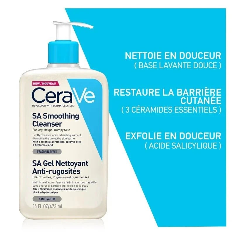 CeraVe SA Gel Nettoyant Anti-Rugosités - Peau Sèche et Rugueuse 473ml