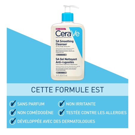 CeraVe SA Gel Nettoyant Anti-Rugosités - Peau Sèche et Rugueuse 473ml