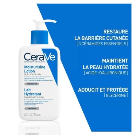 CeraVe Lait Hydratant Léger 236ml Peau Sèche à Très Sèche