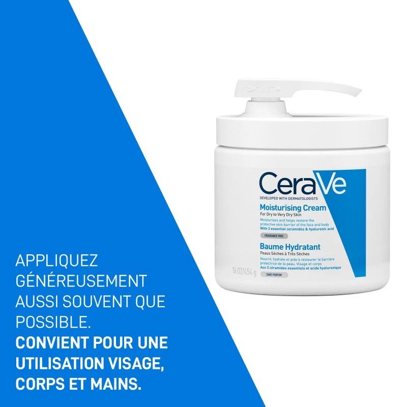 CeraVe Baume Hydratant Nourrissant Peau Sèche à Très Sèche -454g avec Pompe