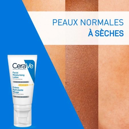 CeraVe Crème Hydratante Visage SPF50 - Peaux Normales à Sèches