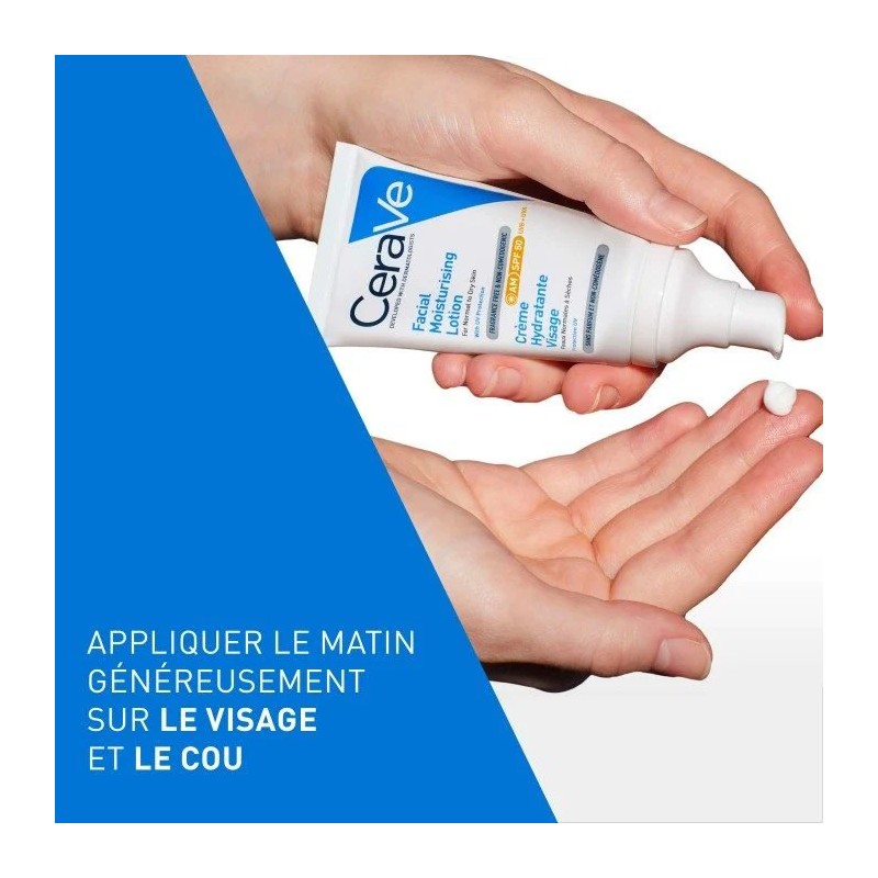 CeraVe Crème Hydratante Visage SPF50 - Peaux Normales à Sèches