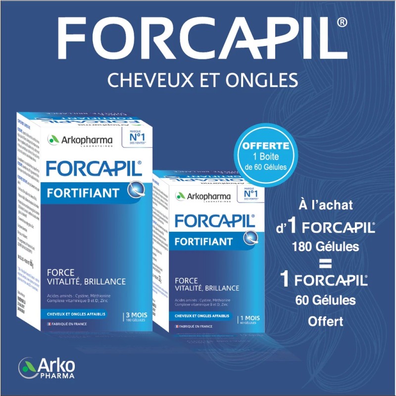 Forcapil Pack Cheveux et Ongles -180 gélules + 60 gélules Offertes