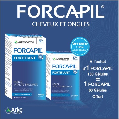 Forcapil Pack Cheveux et Ongles -180 gélules + 60 gélules Offertes