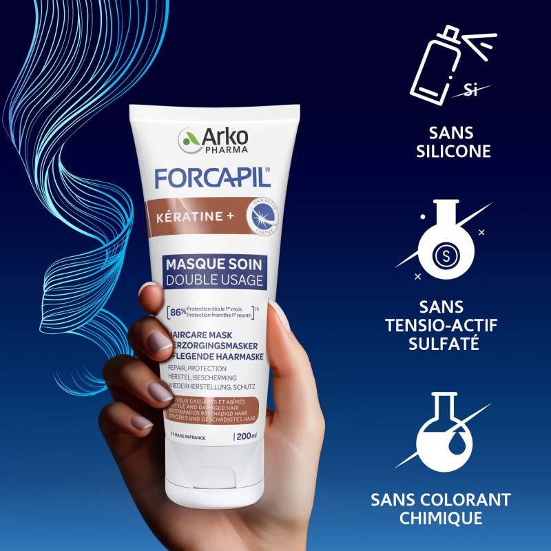 Forcapil Kératine Masque Soin Double Usage – 200 ml