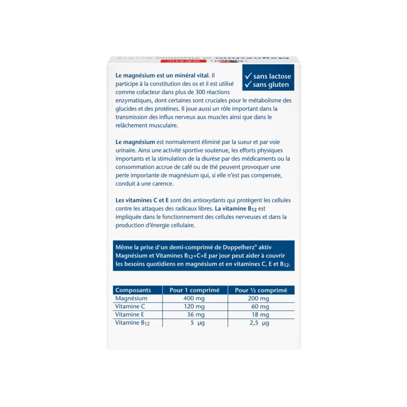 Doppelherz Aktiv Magnésium + Vitamines B12, C & E