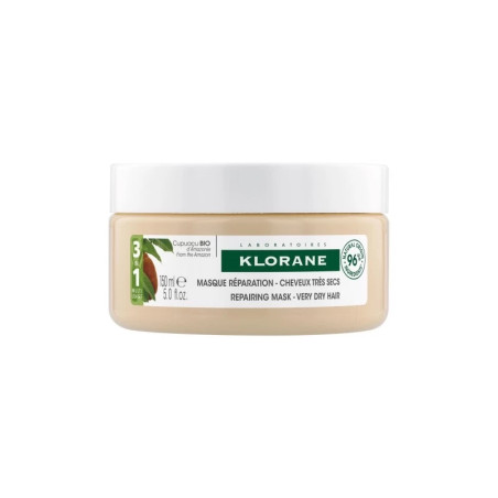 KLORANE – Masque Réparateur 3-en-1 au Beurre de Cupuaçu BIO (150 ml)