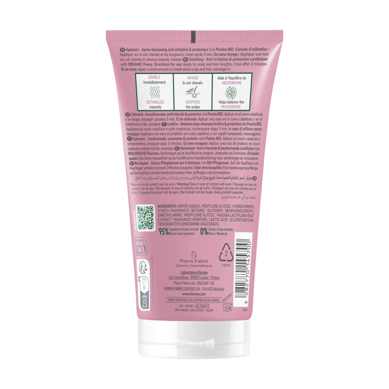 KLORANE – Après-Shampooing Apaisant à la Pivoine (150 ml)