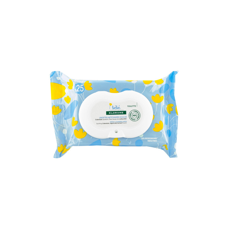 KLORANE BÉBÉ – Lingettes Nettoyantes Douceur (25 Unités)