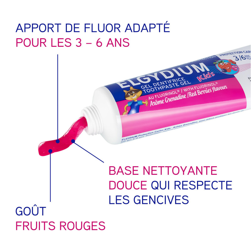 ELGYDIUM Kids Grenadine 3/6 ans - dentifrice enfant 50 ml