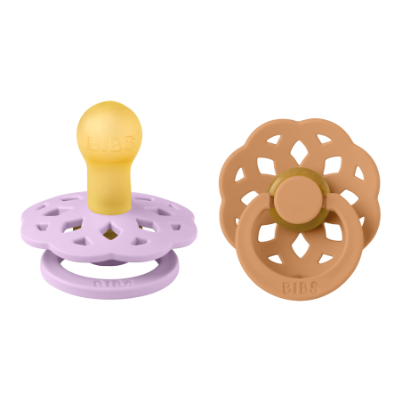 2 Sucettes BIBS Bohème Ronde Violet Sky / Pumpkin