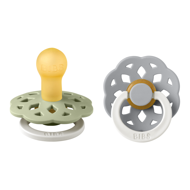 2 Sucettes BIBS Bohème Ronde Sage / Cloud - GLOW