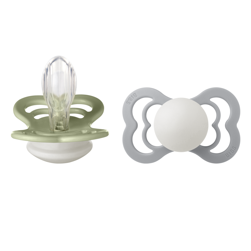 2 Sucettes BIBS Suprème Symétrique Sage / Cloud - GLOW