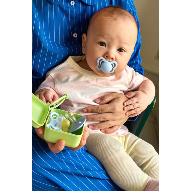 2 Sucettes BIBS Suprème Symétrique Iron / Baby Blue