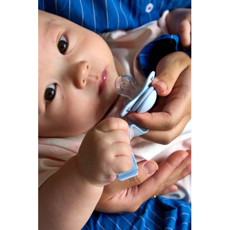 2 Sucettes BIBS Suprème Symétrique Iron / Baby Blue