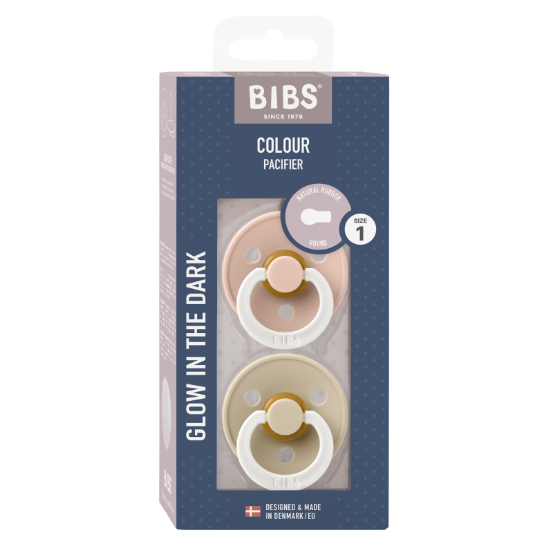 2 Sucettes BIBS Colour Ronde Blush / Vanilla - GLOW