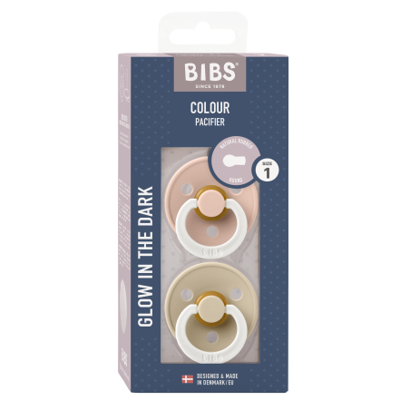 2 Sucettes BIBS Colour Ronde Blush / Vanilla - GLOW