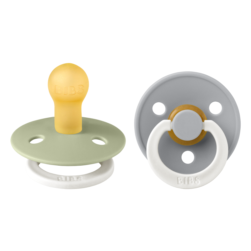 2 Sucettes BIBS Colour Ronde Sage / Cloud - GLOW