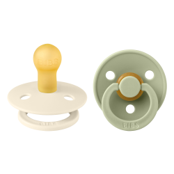 2 Sucettes BIBS Colour Ronde Ivory / Sage