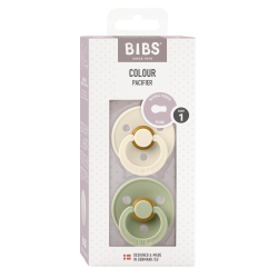 2 Sucettes BIBS Colour Ronde Ivory / Sage