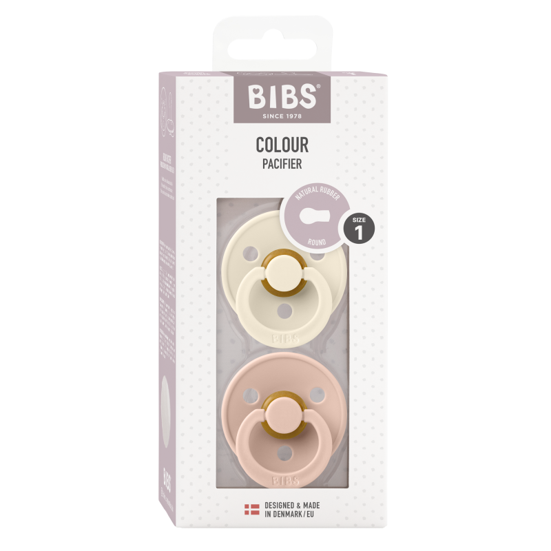 2 Sucettes BIBS Colour Ronde Ivory / Blush