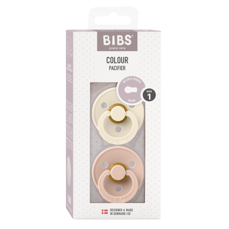 2 Sucettes BIBS Colour Ronde Ivory / Blush