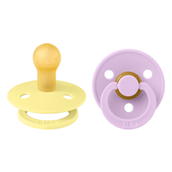 2 Sucettes BIBS Colour Ronde Sunshine / Violet sky