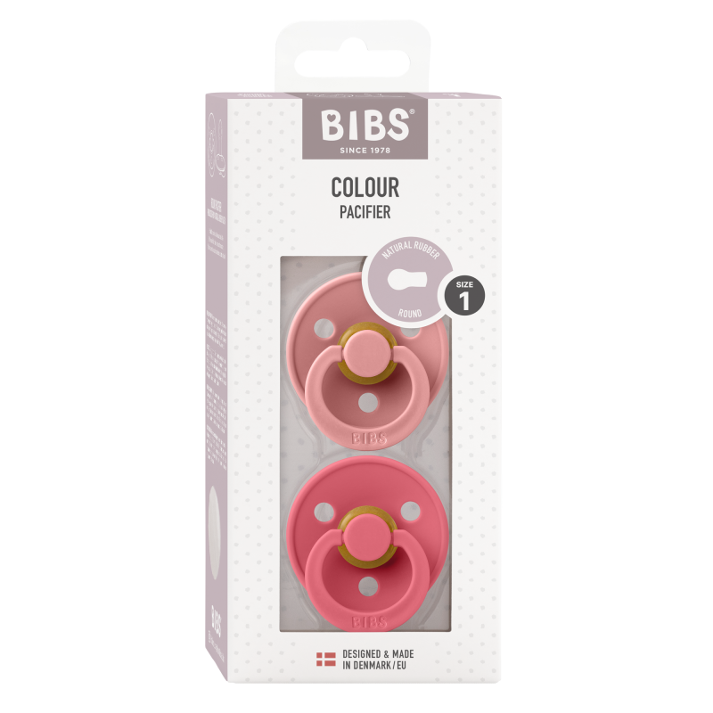 2 Sucettes BIBS Colour Ronde Dusty Pink / Coral