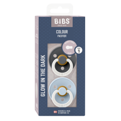 2 Sucettes BIBS Colour Ronde Babyblue / Iron - GLOW