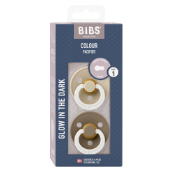 2 Sucettes BIBS Colour Ronde Dark Oak / Vanilla - GLOW)
