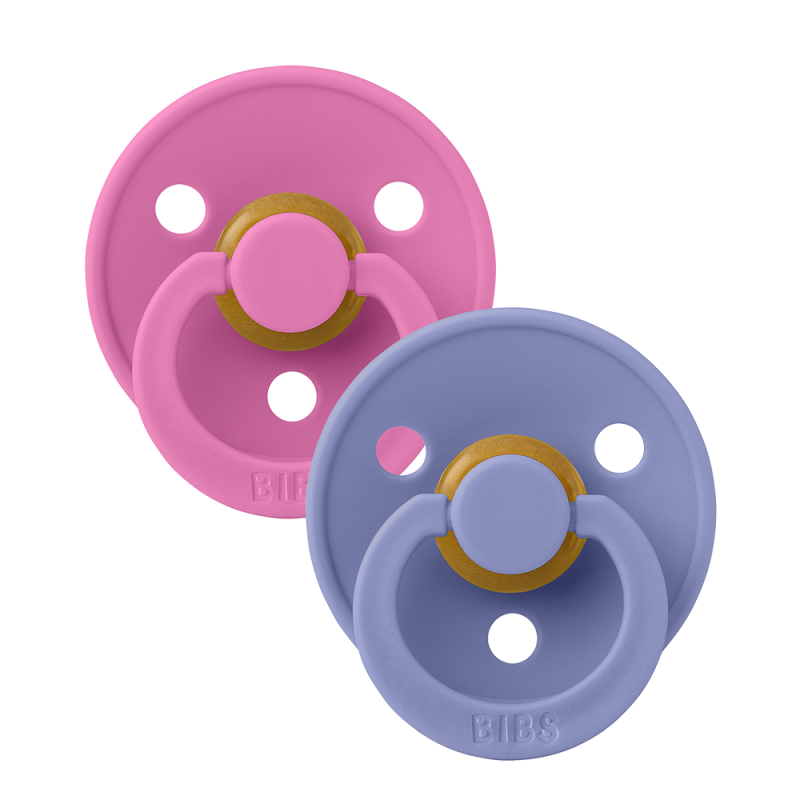 2 Sucettes BIBS Colour Ronde Peri / Bubblegum