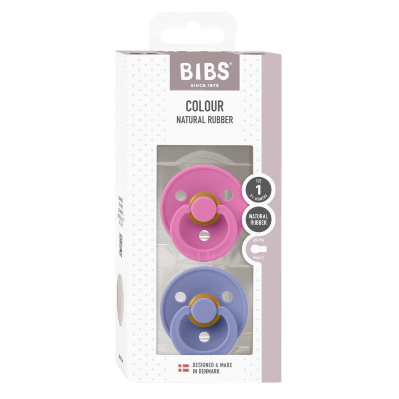 2 Sucettes BIBS Colour Ronde Peri / Bubblegum