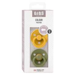 2 Sucettes BIBS Colour Ronde Honey Bee / Olive