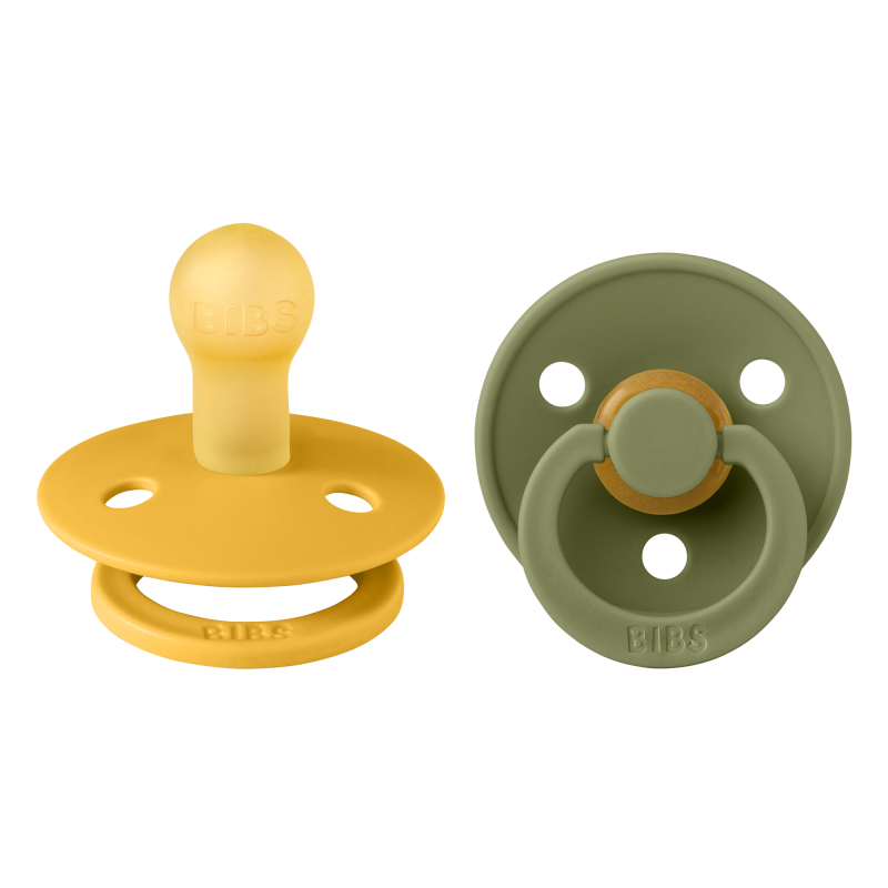 2 Sucettes BIBS Colour Ronde Honey Bee / Olive