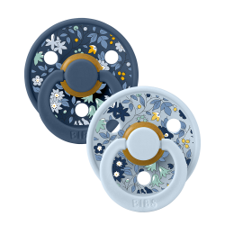 2 Sucettes BIBS Colour Ronde Eloise Chamomile Lawn Baby Blue Mix