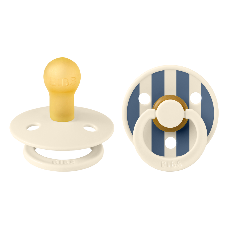 2 Sucettes BIBS Colour Ronde Studio Ivory Steel Blue Mix