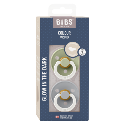 2 Sucettes BIBS Colour Anatomique Sage / Cloud - GLOW