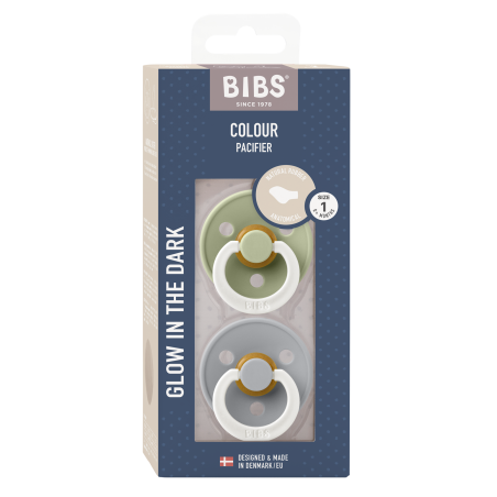 2 Sucettes BIBS Colour Anatomique Sage / Cloud - GLOW