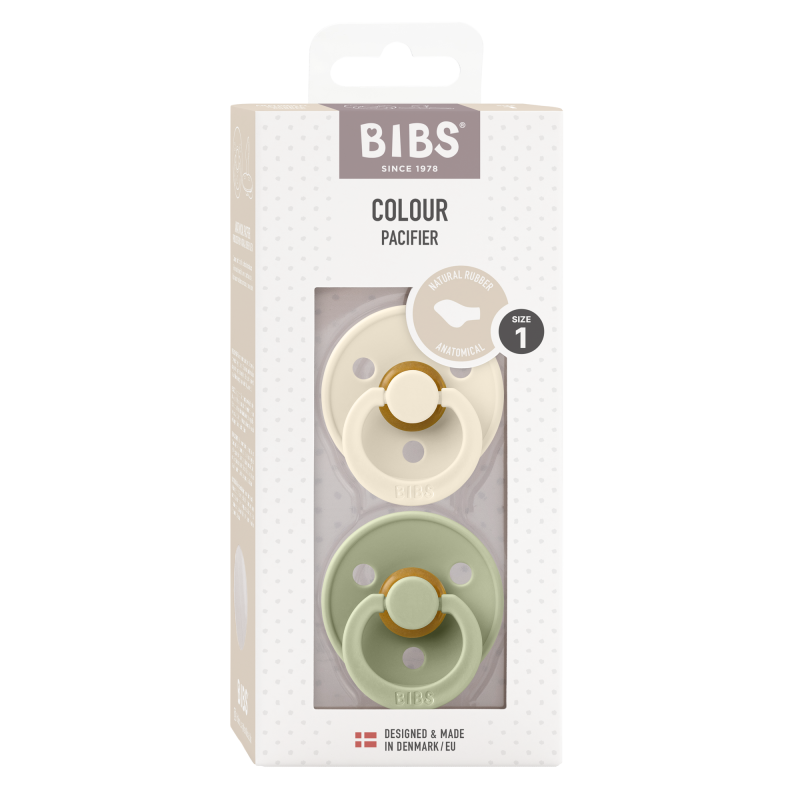 2 Sucettes BIBS Colour Anatomique Ivory / Sage