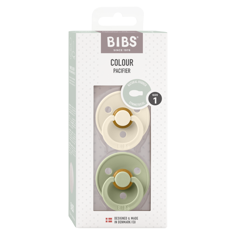 2 Sucettes BIBS Colour Symetique Ivory / Sage