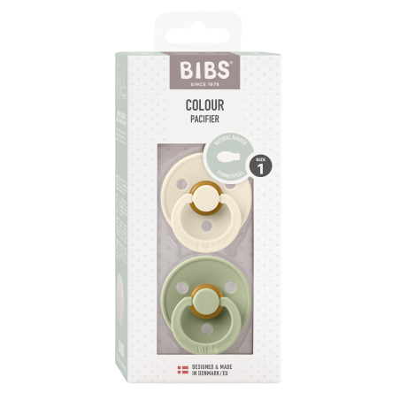 2 Sucettes BIBS Colour Symetique Ivory / Sage