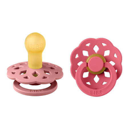 2 Sucettes BIBS Bohème Ronde Dusty Pink / Coral