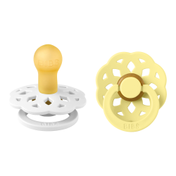 2 Sucettes BIBS Bohème Ronde White/Sunshine