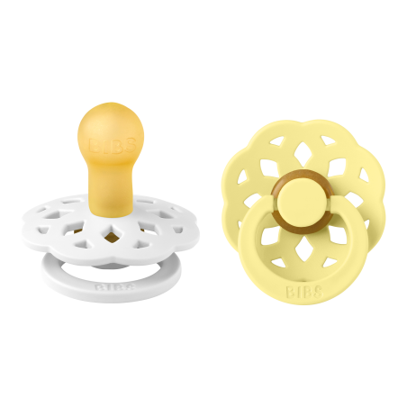2 Sucettes BIBS Bohème Ronde White/Sunshine