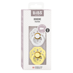 2 Sucettes BIBS Bohème Ronde White/Sunshine
