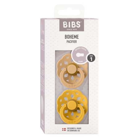 2 Sucettes BIBS Bohème Ronde Desert Sand/Honey Bee